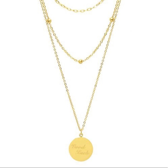 Multi Layer Disc Pendant Titanium Steel Necklace - Picture 2 of 3